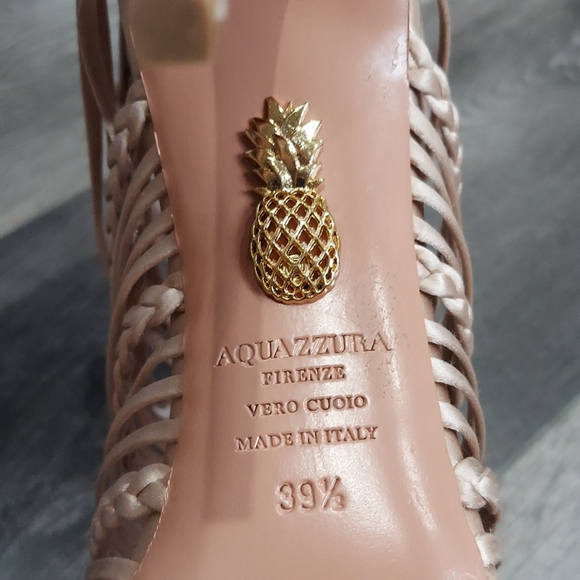 Aquazzura strappy heels satin rose gold size 39.5 - Picture 5 of 8